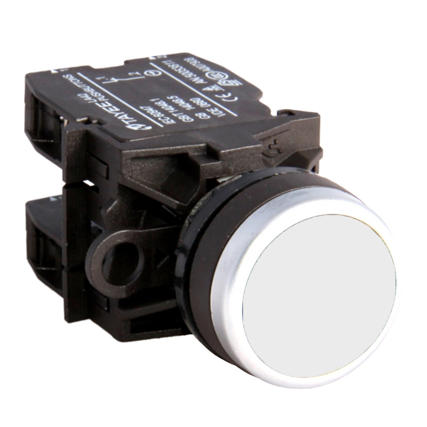 Black and white mechanical switch on a white background