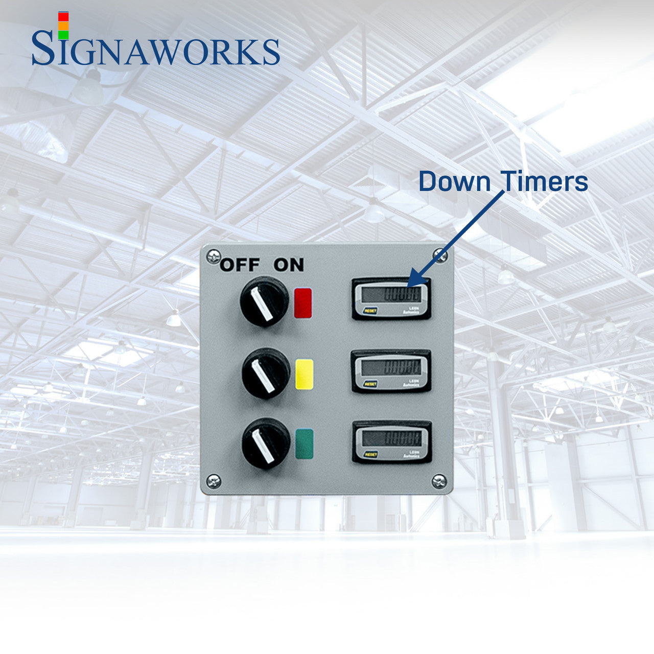 A close up view of the digital timer display.