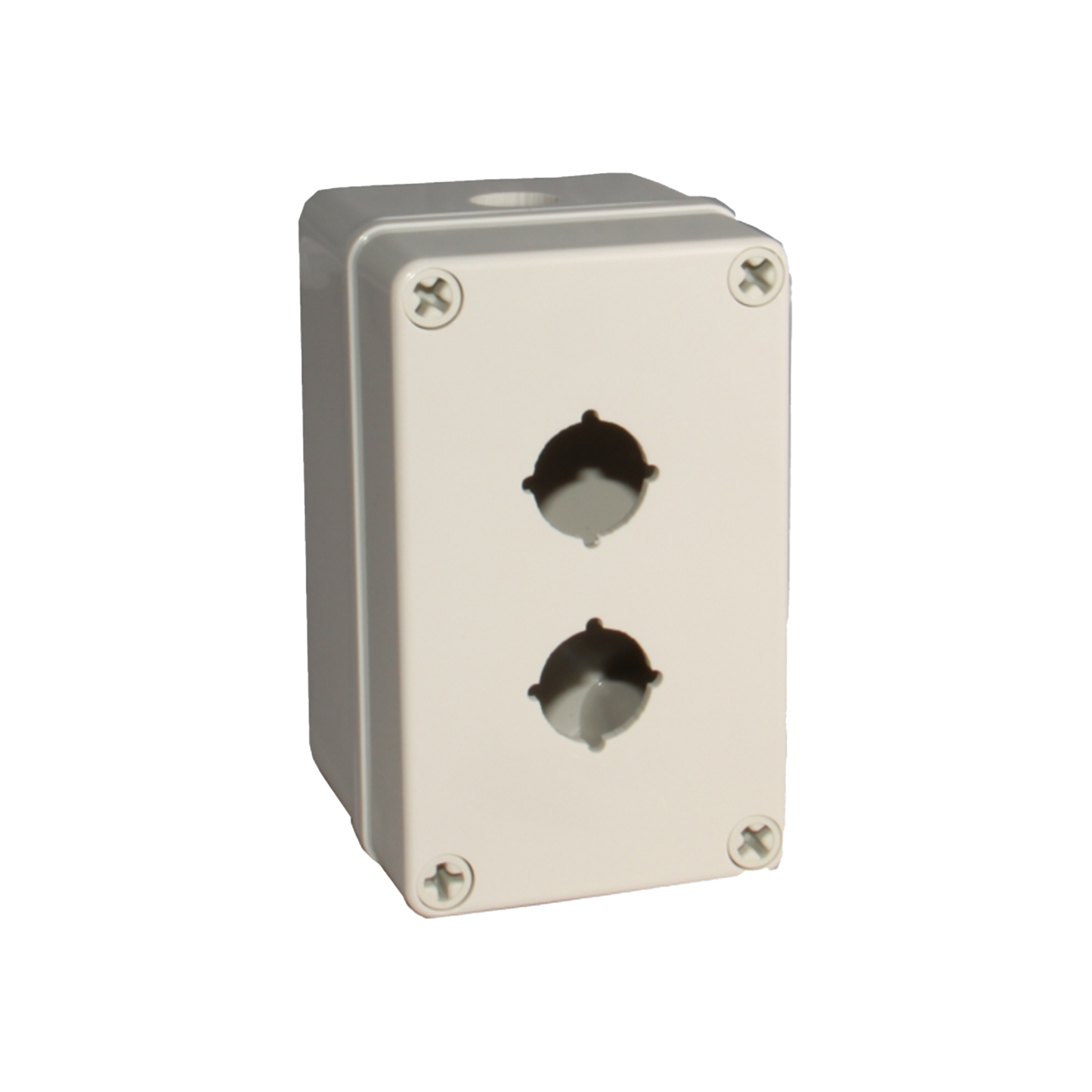 Two hole enclosure on a white background.