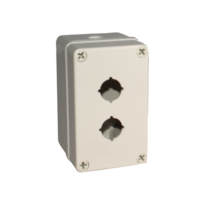 Two hole enclosure on a white background.