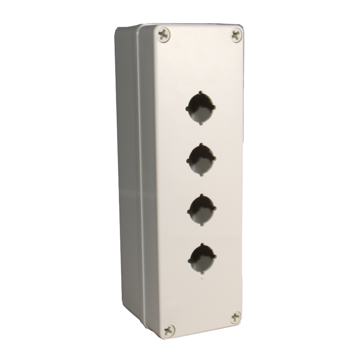 Four hole enclosure on a white background.