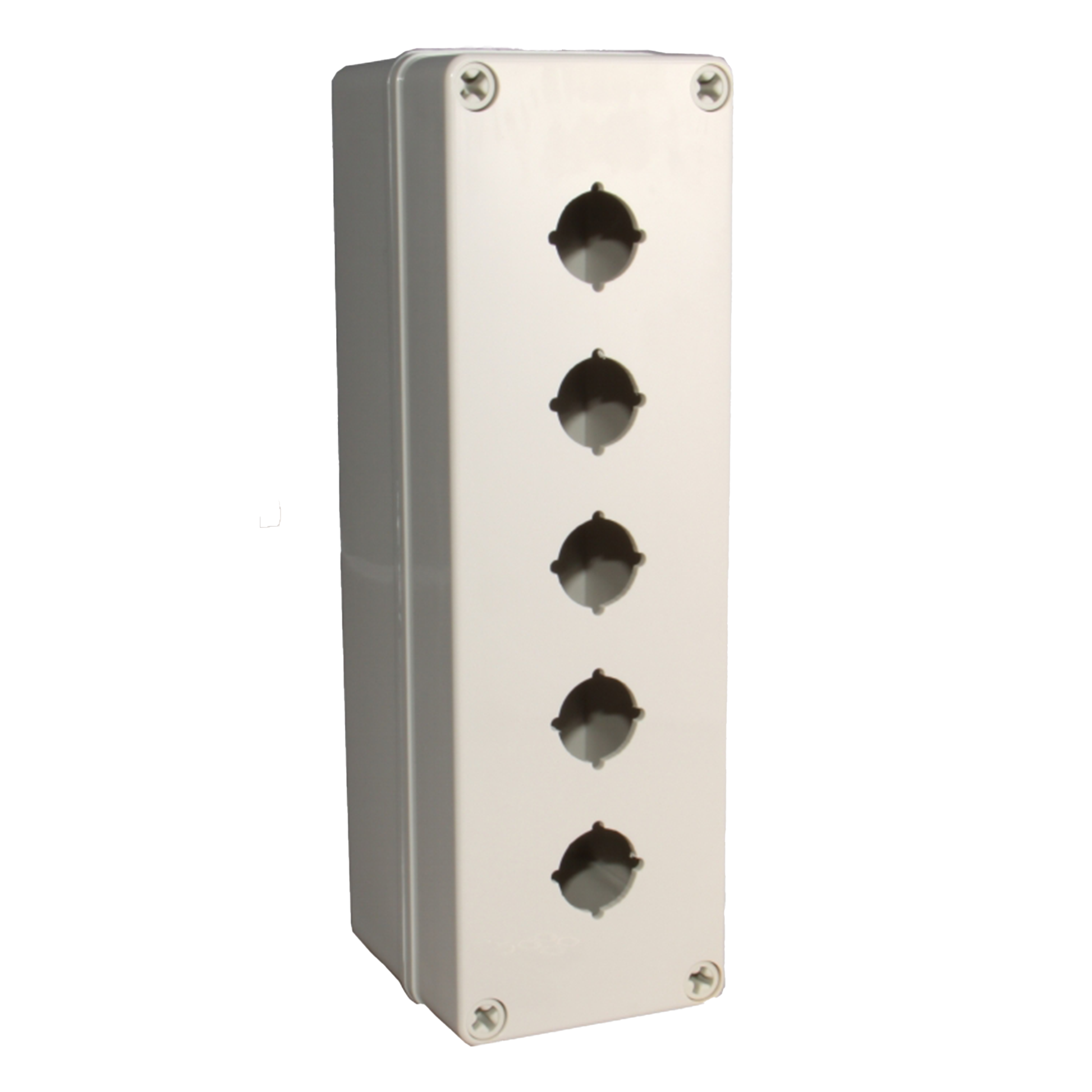 Five hole enclosure on a white background.