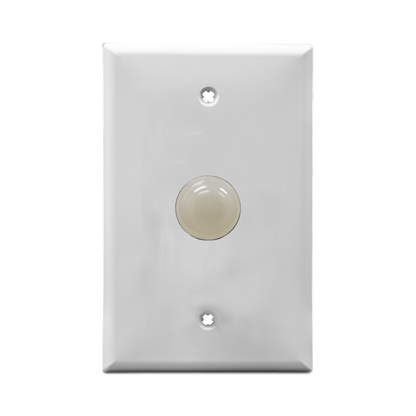 White pilot light with a white wall plate  on a white background.