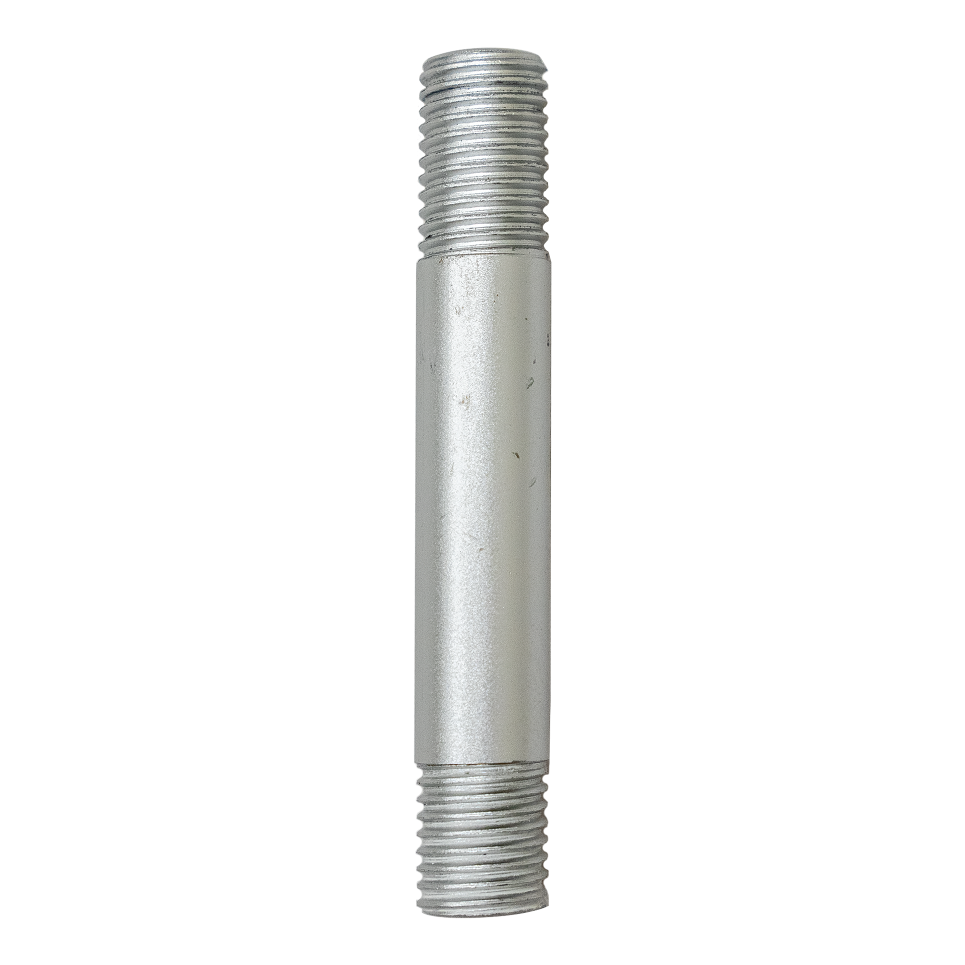 A silver-colored threaded aluminum pole designed for mounting LED lighting fixtures.