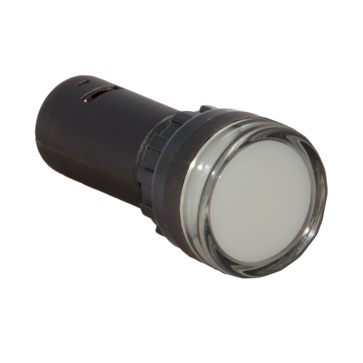 White LED pilot light on a white background.