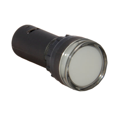 White LED pilot light on a white background.