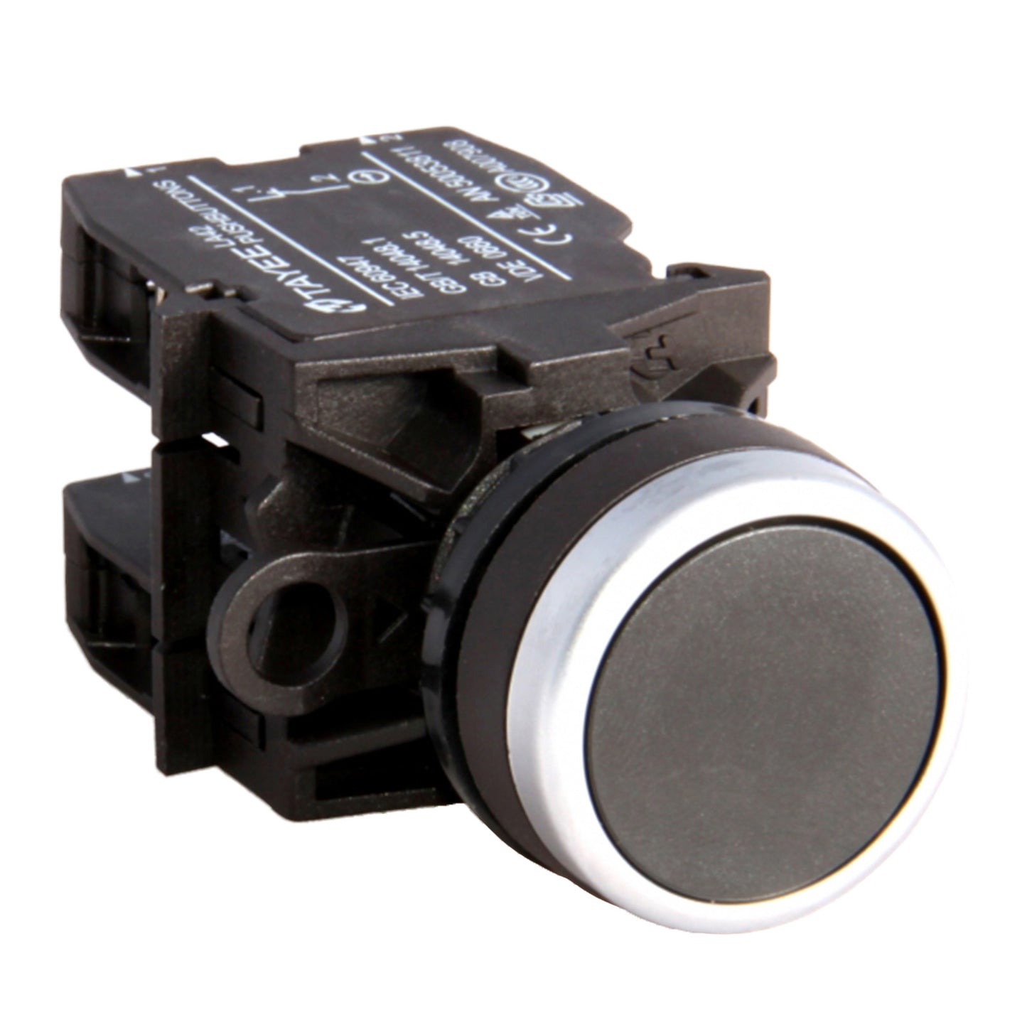 Black and white mechanical switch on a white background