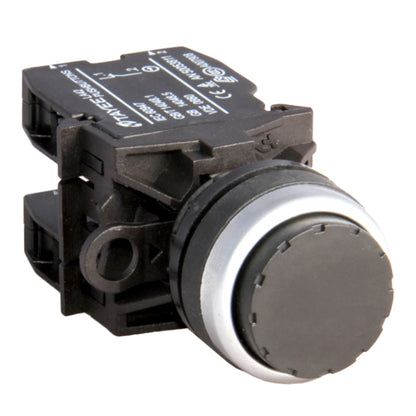 Black and white mechanical component on a white background
