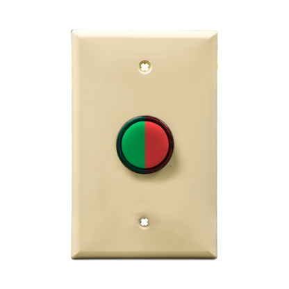 Ivory wall plate with a red and green bicolor pilot light on a white background.