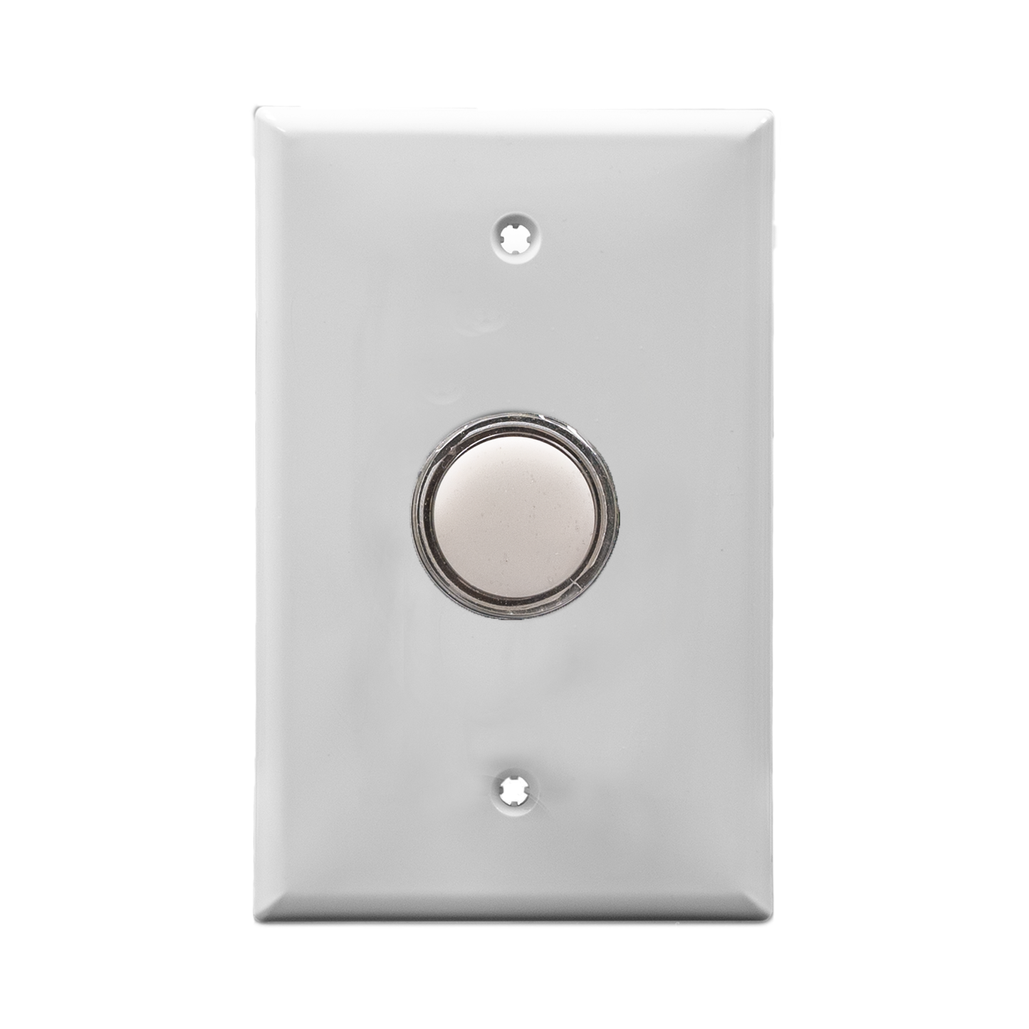 White wall plate with white pilot light on a white background.