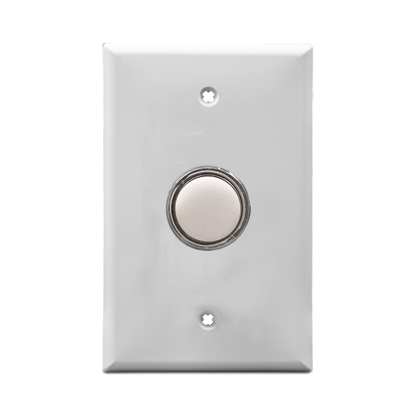 White wall plate with white pilot light on a white background.